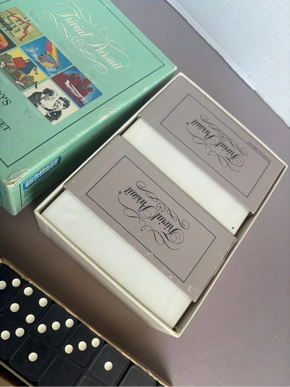 Trivial Pursuit 1980s Replacement Card Set - plus vintage dominoes and phase 10